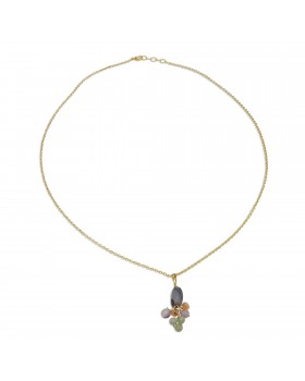 Melted Gemstone Brass Gold Plated Necklace